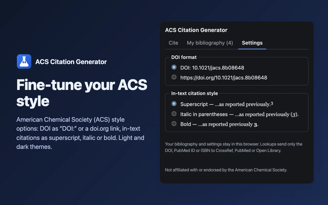 ACS style settings in the dark theme