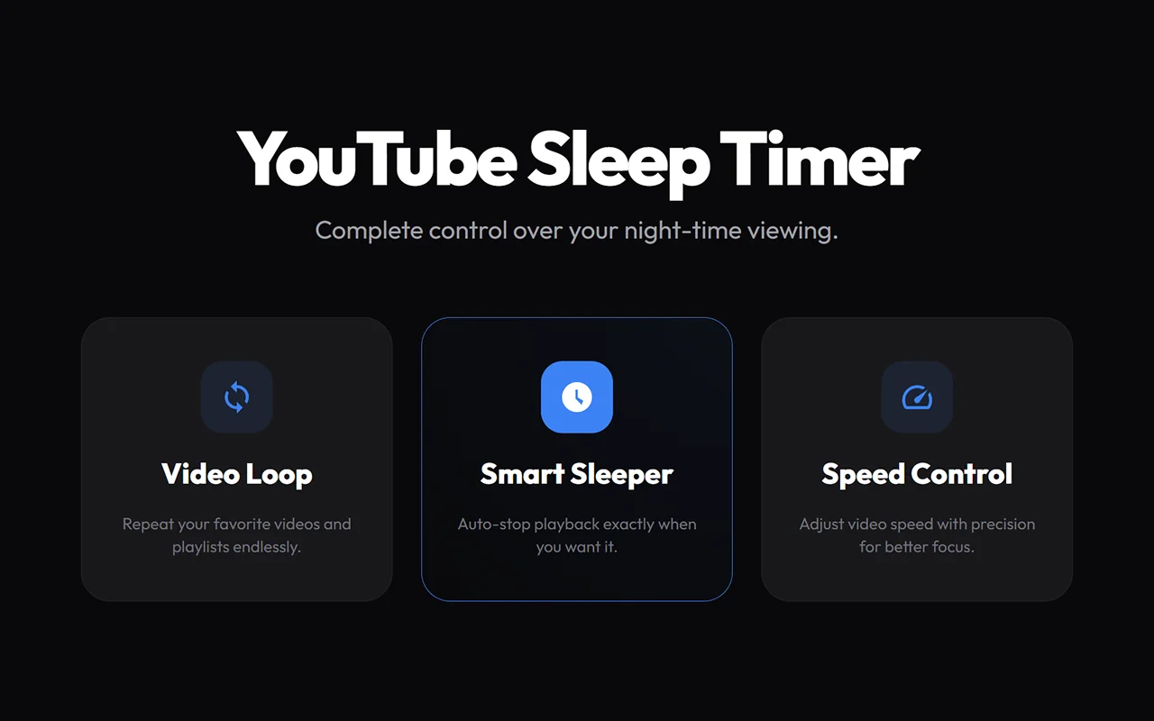 YouTube Sleep Timer with loop, sleep timer and speed control